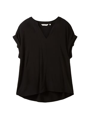 Tom Tailor Damen Kurzarm Bluse FLUENT - Regular Fit 34 36 38 40 42 44 