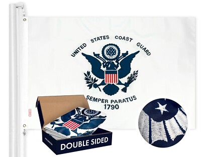 G128   US Coast Guard Flag | 3x5 ft | DOUBLE SIDED 210D Embroidered