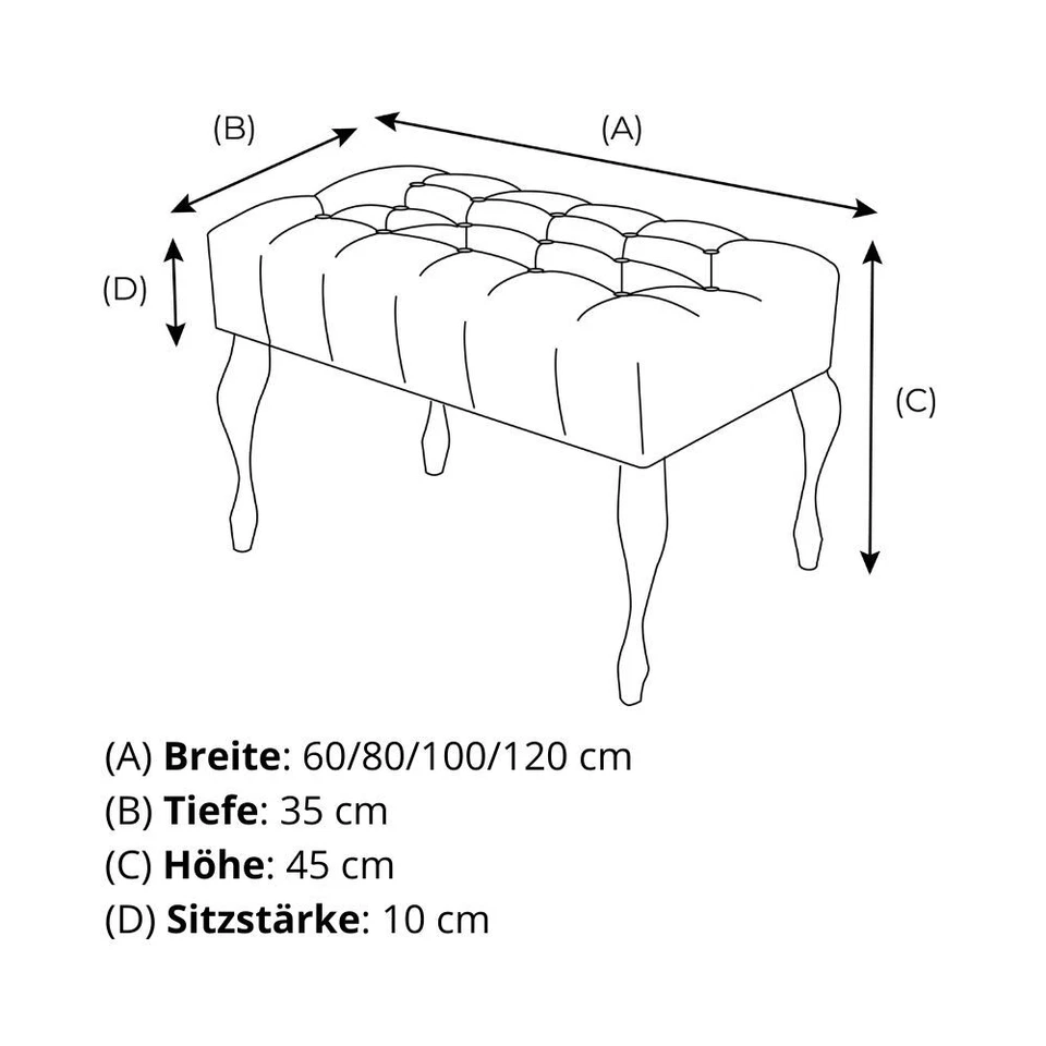 Sitzbank Polsterbank Chesterfield Umkleidebank  Diele gesteppte Flurbank Hocker - Bild 4 von 4