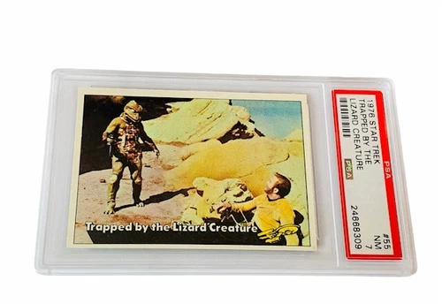 Star Trek Trading Card Captains Log 1976 Topps PSA 7 Gorn Lizard #55 Metron Kirk