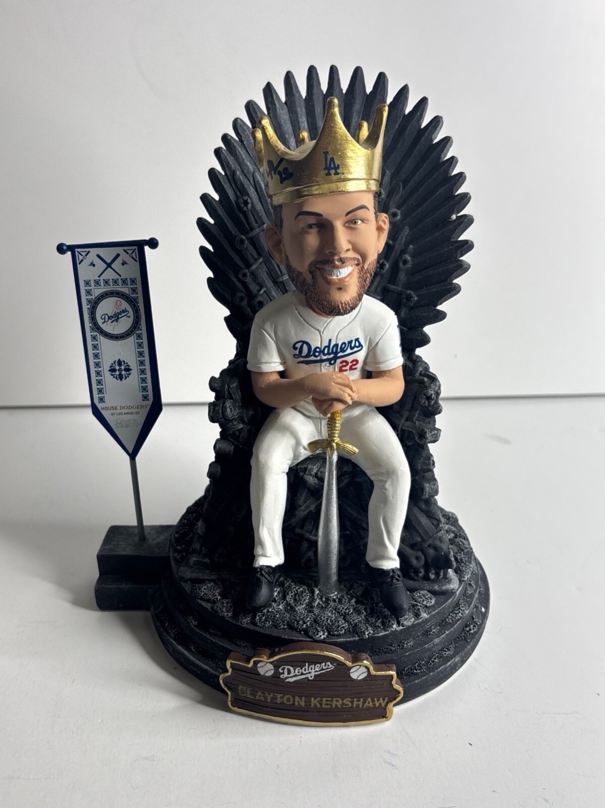 Clayton Kershaw Autographed Signed Los Angeles Dodgers RARE Game Of Throne Bobblehead LA Dodgers PSA AF61775 