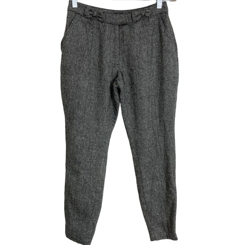 Kate Wool Blend Silver Sparkly Trouser Pants Bow Applique Detail Ankle Zip 4 NWT - Picture 4 of 20