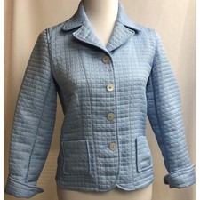 Harve Benard Jacket Women Size 4 Blue Quilted All Weather Pocket Career Casual
