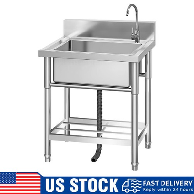 #ad Stainless Steel Utility Sink Commercial Single Prep Sink for Kitchen with Faucet $118.99