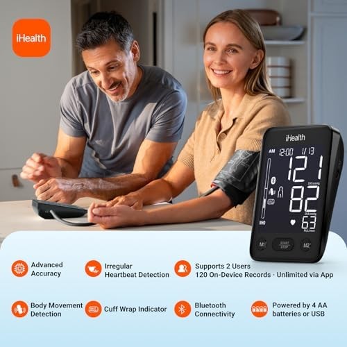 iHealth Accu Blood Pressure Monitor Large LCD Bluetooth Sync