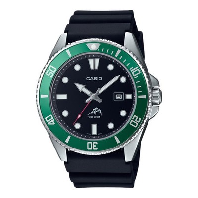 Casio Men s Black and Green Bezel Dive Watch - MDV-106B-1A3VCF