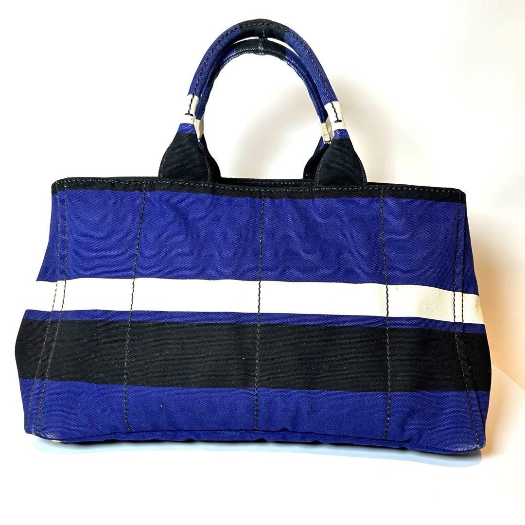 PRADA Canapa Cobalt Tricolor Canvas Tote Bag Unisex Authentic Large Capacity thumbnail 3