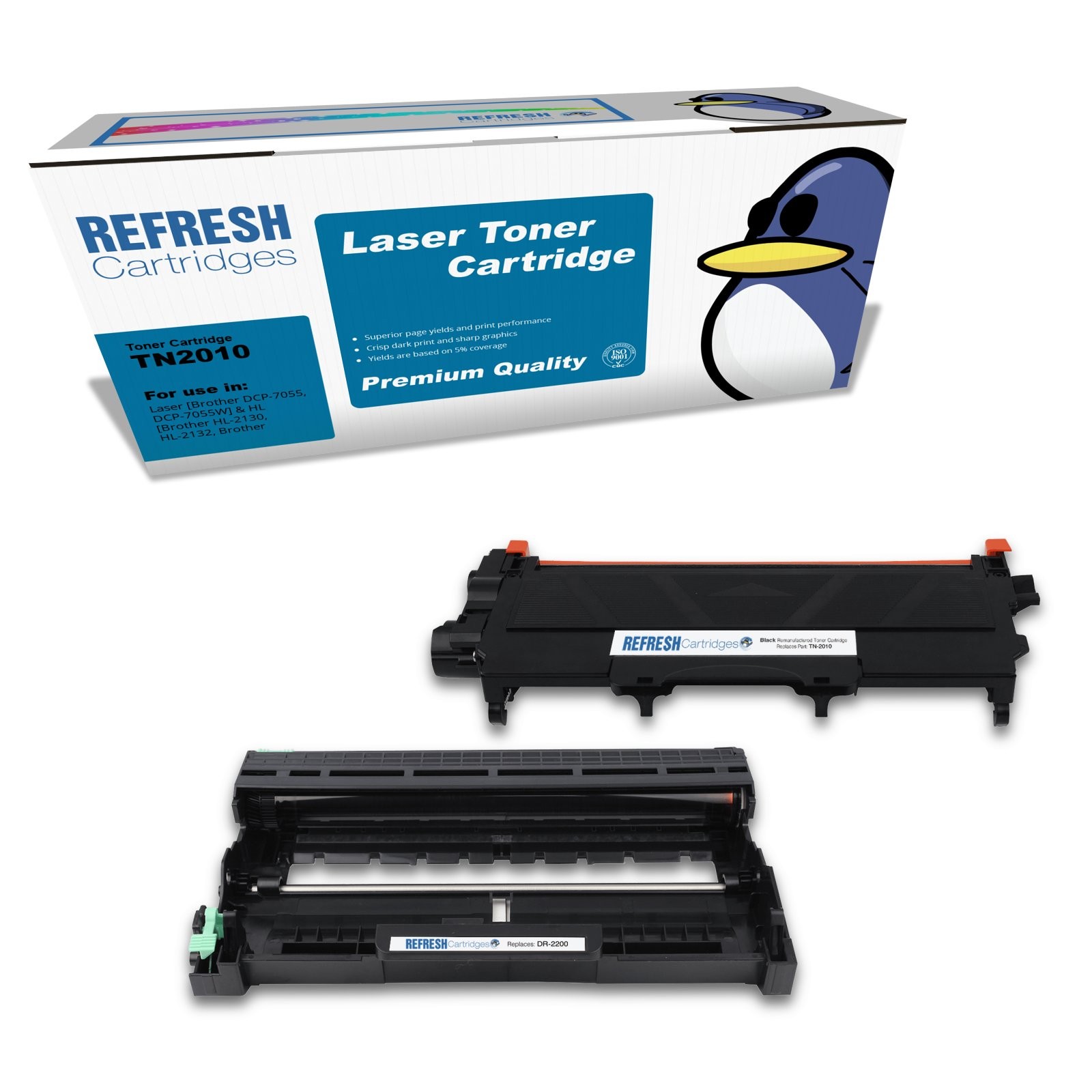 Refresh Cartridges Image Pack TN2010 & DR2200 Toner & Drum For Brother Printers