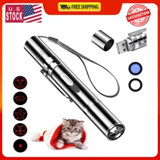 Pet Cat Laser Toy, USB Rechargeable Handheld Pointer, 5 Red Laser Patterns