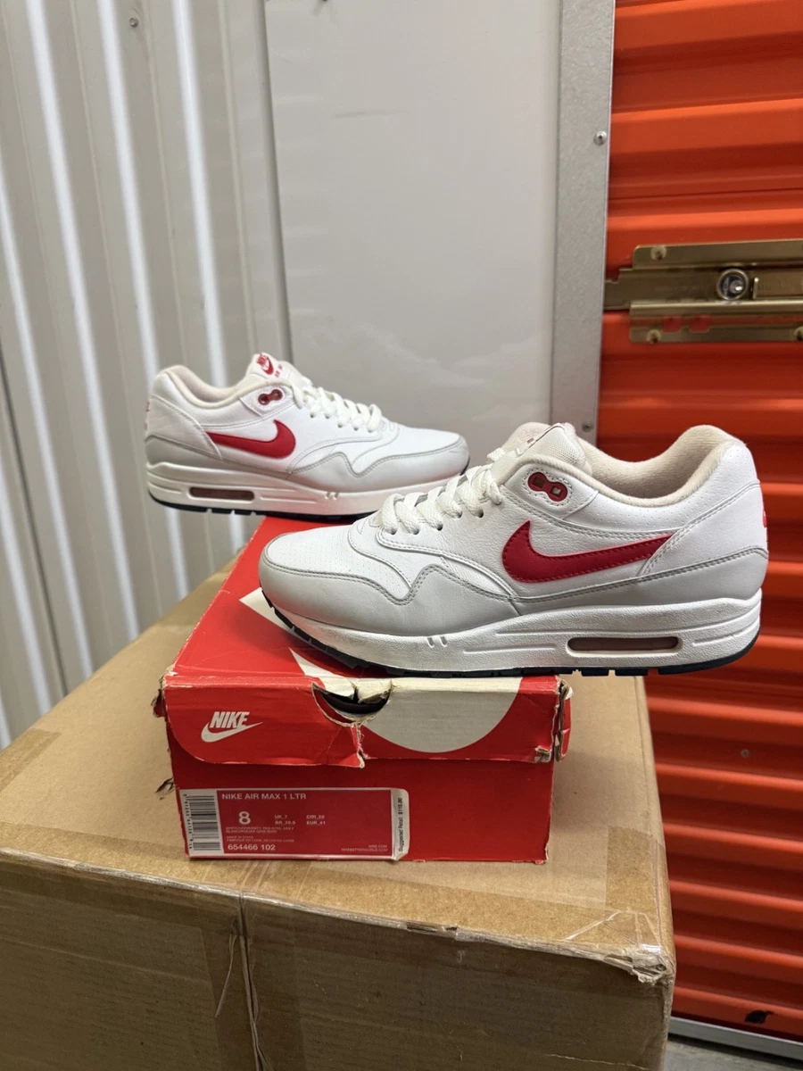 Nike Air Max 1 Leather White University Red for Sale