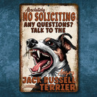 Jack Russell Terrier No Soliciting Sign Dog funny metal man cave tin outdoor art