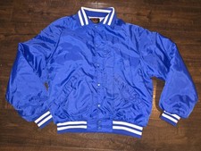 Vintage Pla Jac Satin Bomber Mens Sz L Large Blue Lined 80s 90s USA Made Read