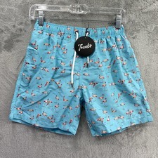 BNWT Franks Swim Shorts Mens S Miami Blue Flamingo Mesh Lined Drawstring Trunks