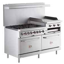 Natural Gas 6 Burner 60" Range w/ 24" Griddle/Broiler, 2 Standard Ovens 276K BTU