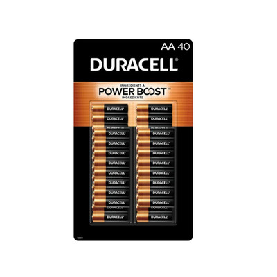 Duracell AA Batteries 40 Count Coppertop Alkaline 1.5V Power Boost Long Lasting