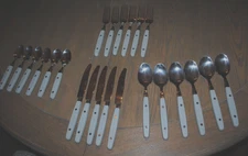Annova Inox Stainless Flatware Retro Light Gray Riveted Handles 23 Piece Set