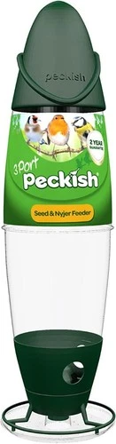 Peckish Wild Bird 3 Port Seed & Nyger Feeder - With No Mess Tray - Easy To Clean