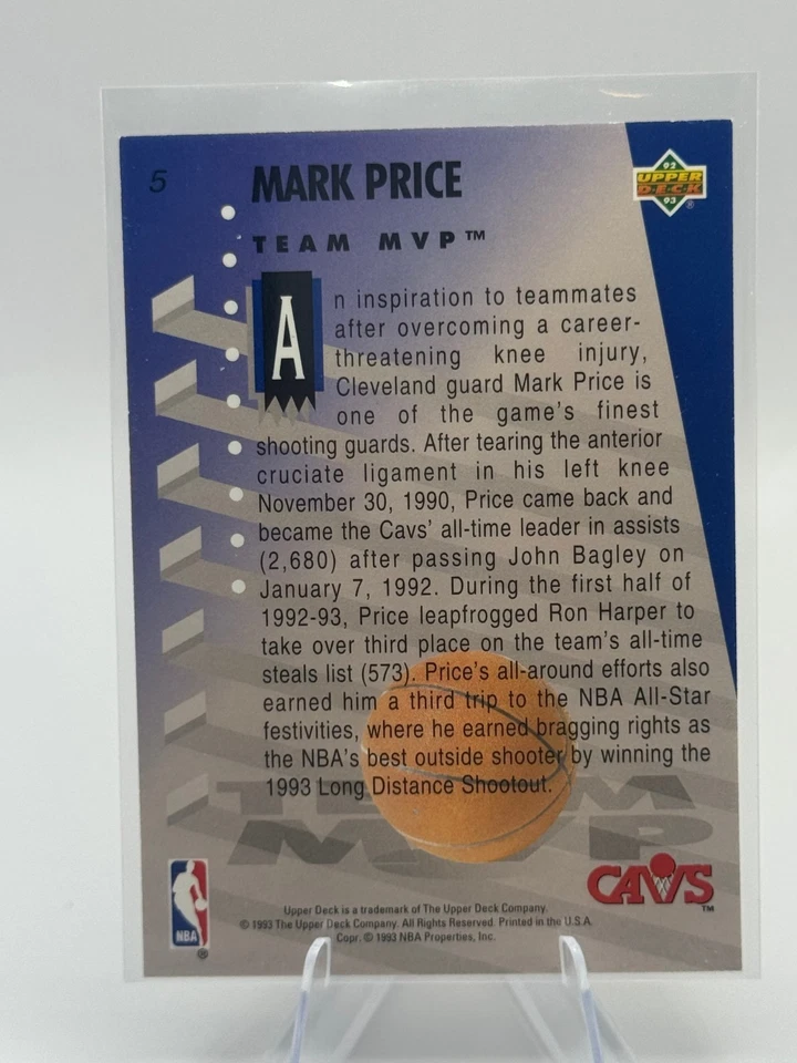 Mark Price #5 NBA Hologram 1993 Upper Deck - Image 2 of 4