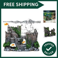 Aquarium Decoration, Stone Castle Fish Tank Decorations Plants with Crafts Mo...