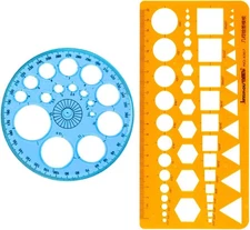 2 Pcs Geometric Stencils Templates, Circle Round Stencil, Measuring Geometry... 