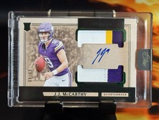 2024 Panini One JJ McCarthy Dual Patch On-Card Auto Green 9/49 🔥 Jersey Match🔥