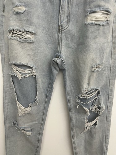 Pantalones de mezclilla para mujer SHEIN talla M (6) tiro alto desgastados rasgados cremallera/botón - Imagen 11 de 11