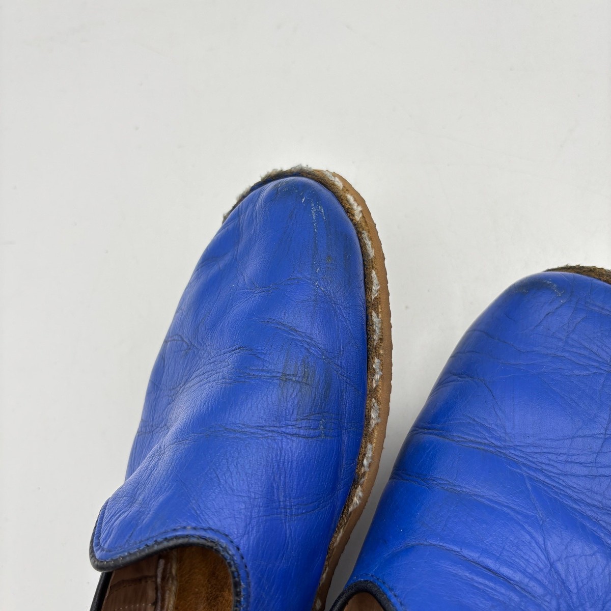Sabah Blue Buffalo Leather Loafers Slip On Shoes Men