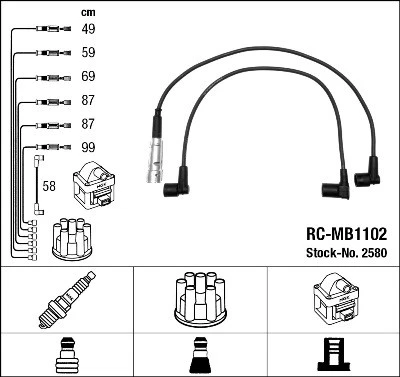 IGNITION CABLE KIT 2580 FOR MERCEDES-BENZ M110.994/986/982/990/926/924 2.7L - Image 2 of 4