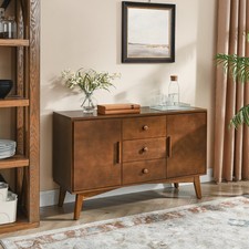 47.3" Mid Century Sideboard Buffet, 2 Doors 3 Drawers, Walnut Storage