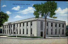 Marion Indiana Post Office modern architecture unused vintage linen postcard