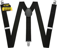 Elastic Adjustable Heavy Duty Suspenders Y Shaped Braces with Strong Clips for T