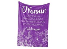 Nonnie Gifts, Grandma Gifts for Nonnie, Flannel 50 65 inch Purple Flowers