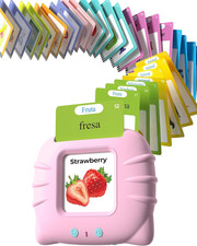 Bilingual Pink Spanish and English Talking Flash Cards, Pocket Speech Therapy To