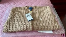 Polo Ralph Lauren Mini-Cable Cotton Cardigan Camel Girls Size L Sold Out 