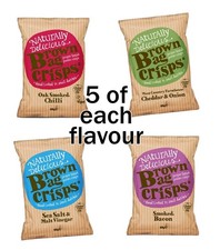 Mixed Box of 20 Bags of Brown Bag Crisps 40g Hand Cooked Crisp - 5 bag of each