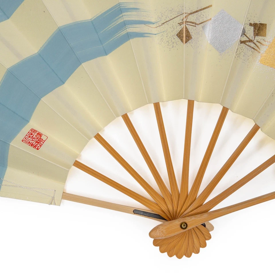 Ventilador de baile plegable japonés Maiogi de colección sin usar en caja de almacenamiento original Foto 4 de 4