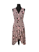 Leith  Wrap Dress Sz M Maxi Purple Floral Boho Cottage Garden Prairie High Low