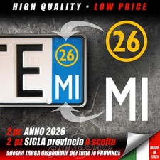 4 Adesivi per TARGA AUTO sigla PROVINCIA e ANNO 2026 auto stickers