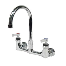 Encore 8 in Heavy Duty Wall Mount Faucet w/ Rigid Gooseneck Spout
