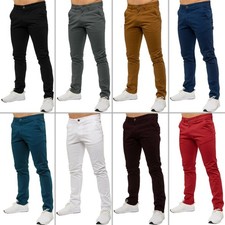 Mens Chino Trousers Slim Fit Chinos Casual Cotton Stretch Pants Work Jeans 30-40