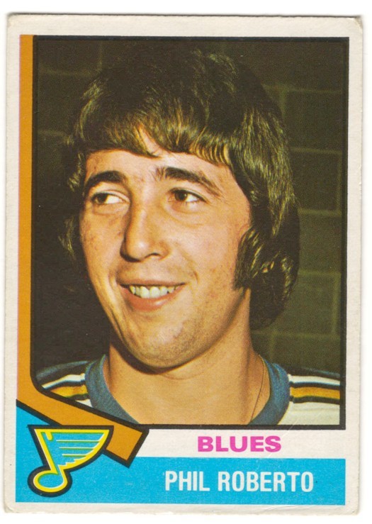 1974-75 O-PEE-CHEE # 208 PHIL ROBERTO - ST. LOUIS BLUES - OPC HOCKEY - LOOK !!!