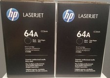 2 New Genuine Sealed HP 64A Toner Cartridges CC364A Black Boxes
