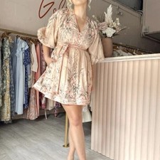 Zimmermann Dress Size 3 Large L 14 / US 10 Moonshine Plunge Pink Floral Linen