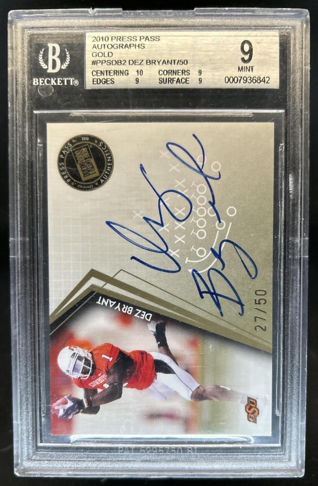Dez Bryant Press Pass Autographs #PPSDB Gold
