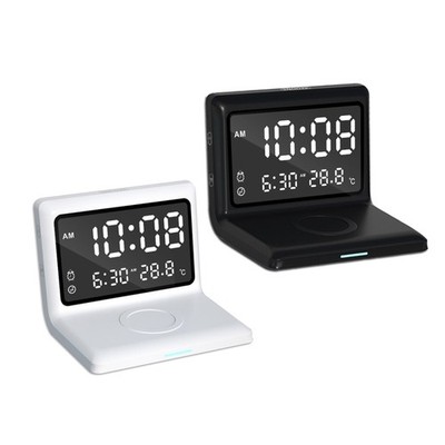 Digital Alarm Clock with15w Wireless Charging,Multi-function Display for Bedroom