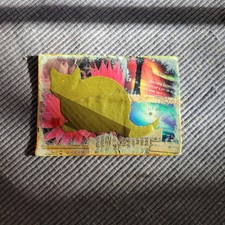 ACEO Art Card Cat Abstract Mixed Media Textured Collage Signed Original 