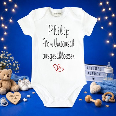 Lustiger Baby-Body Babybody Bodie mit Spruch - Vom Umtausch ausgeschlossen