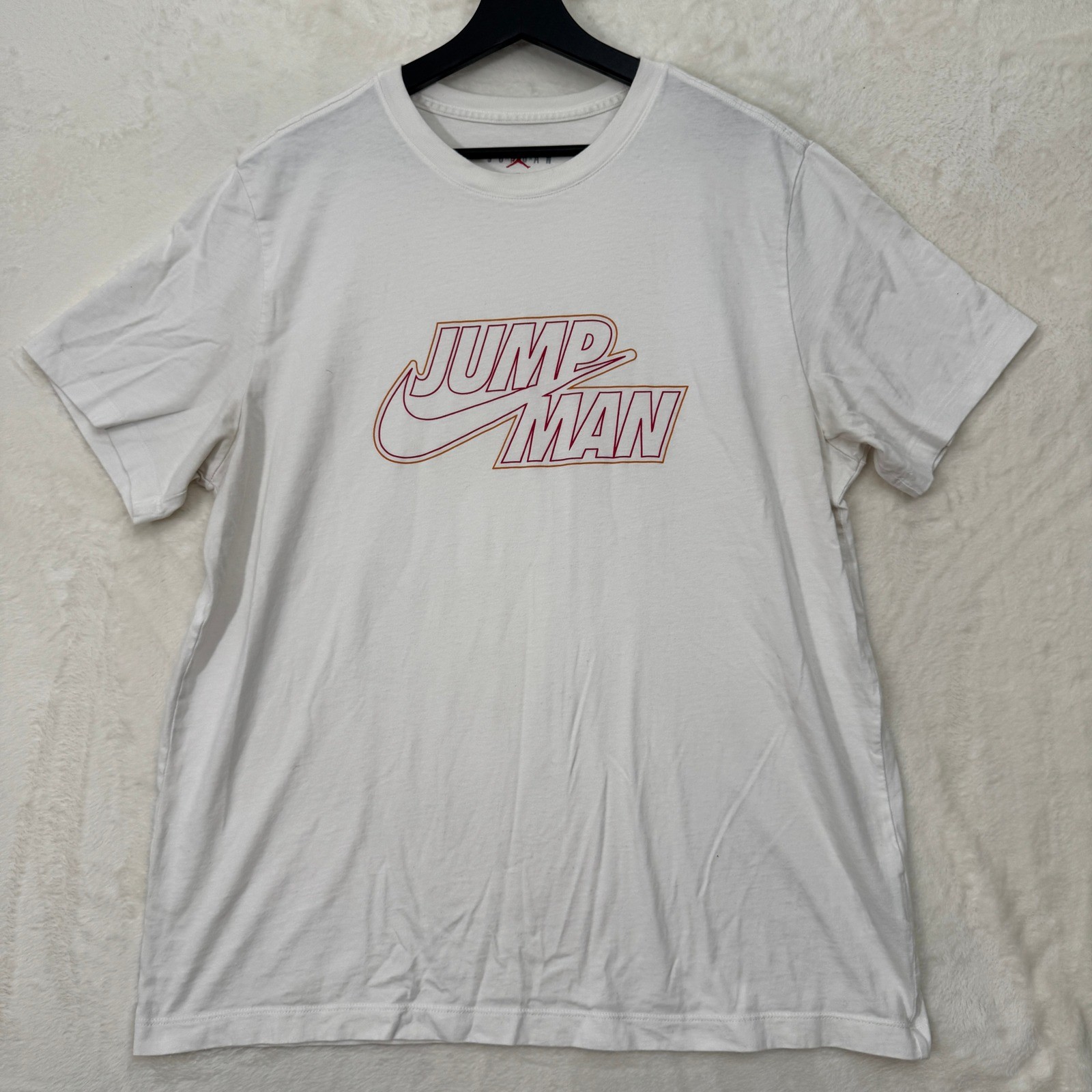 Jordan T-Shirt Mens XL White Jumpman Graphic Short Sleeve Cotton Athletic Tee