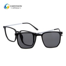Retro Unisex Eyeglass Frame RX able Magnet Clip On Polarized Sunglasses Glasses