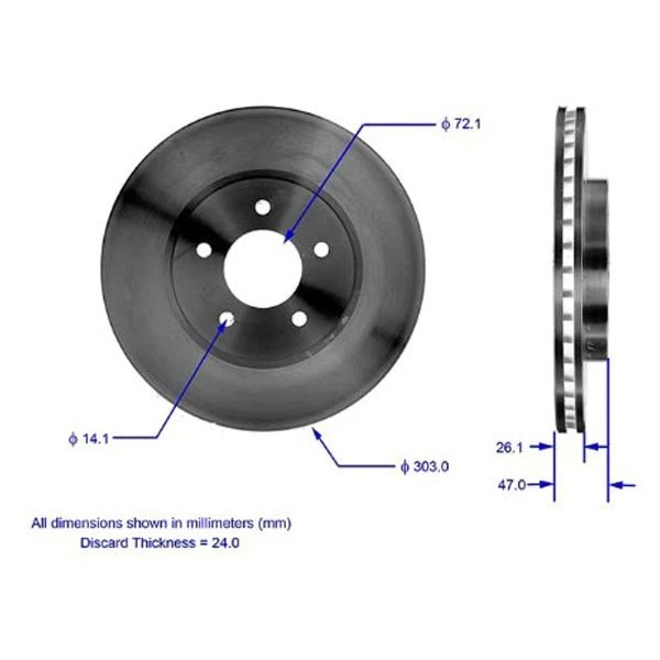 For Ford Escape 05-12 Bendix Global Premium Plain Vented Front Brake Rotor - Image 3 of 3